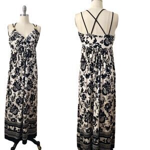 Jones Wear Dress Women's Maxi Dress Size 6 Black White Spaghetti Straps